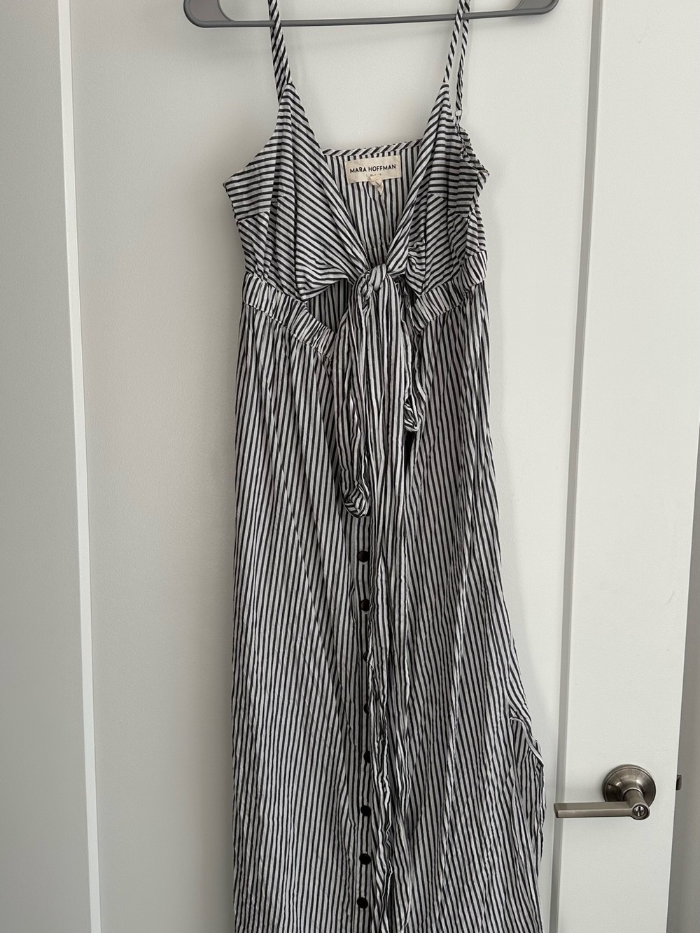 Mara Hoffman Black and White Striped Tie-Front Kids Sundress